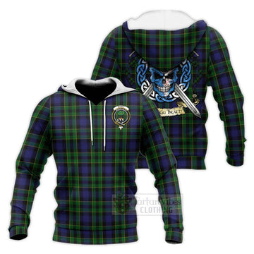 Mowat Tartan Knitted Hoodie with Family Crest Celtic Skull Style Unisex Knitted Pullover Hoodie - Tartan Vibes Clothing