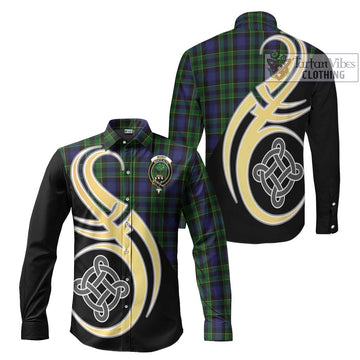 Mowat Tartan Long Sleeve Button Shirt with Family Crest and Celtic Symbol Style Men's Shirt S - Tartan Vibes Clothing
