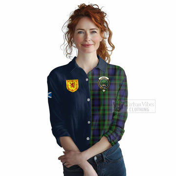 Mowat Tartan Women's Casual Shirt Alba with Scottish Lion Royal Arm Half Style Female - Tartan Vibes Clothing