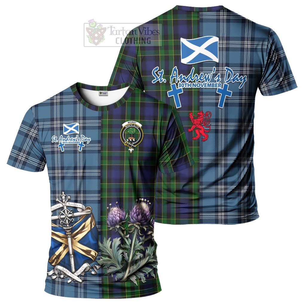 Mowat Tartan T-Shirt Happy St. Andrew's Day Half Tartan Style Kid's Shirt - Tartan Vibes Clothing