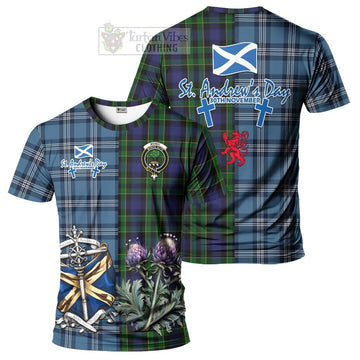 Mowat Tartan T-Shirt Happy St. Andrew's Day Half Tartan Style Kid's Shirt - Tartan Vibes Clothing