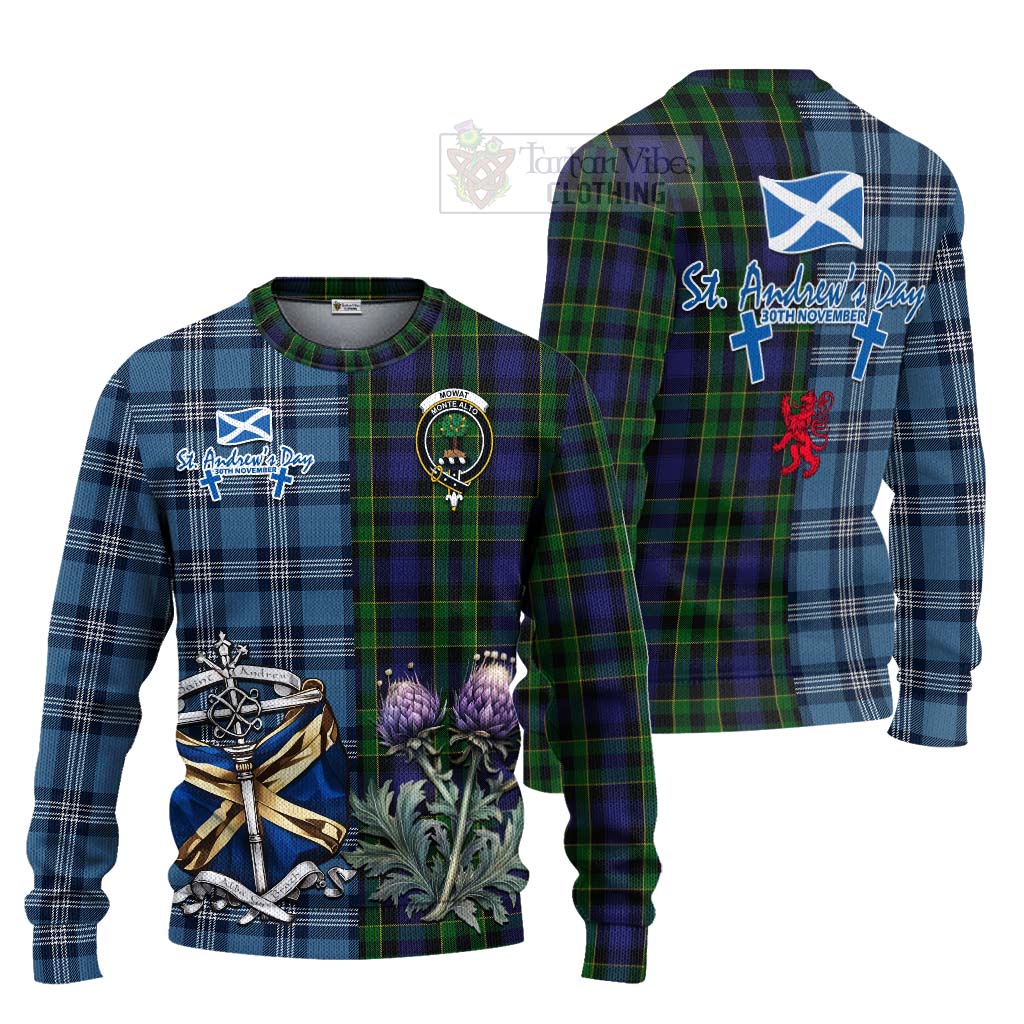 Mowat Tartan Knitted Sweater Happy St. Andrew's Day Half Tartan Style Unisex - Tartan Vibes Clothing