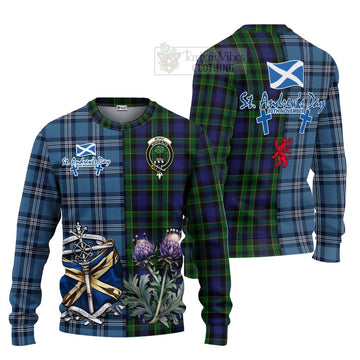 Mowat Tartan Knitted Sweater Happy St. Andrew's Day Half Tartan Style Unisex - Tartan Vibes Clothing