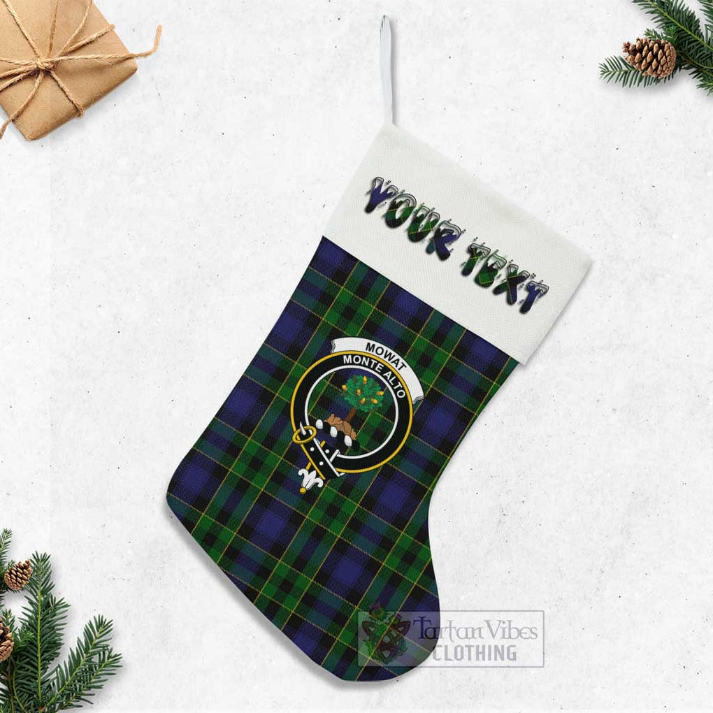 Mowat Tartan Family Crest Christmas Stocking with Personalized Text - Tartan Vibes Clothing
