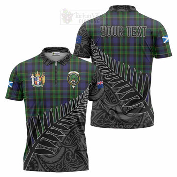 Mowat Crest Tartan Zipper Polo Shirt with New Zealand Silver Fern Half Style Unisex - Tartan Vibes Clothing