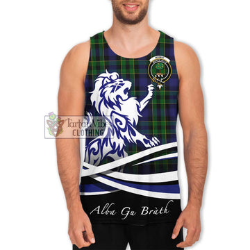 Mowat Tartan Men's Tank Top with Alba Gu Brath Regal Lion Emblem Men - Tartan Vibes Clothing