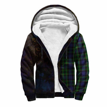 Tartan Vibes Clothing Mowat Tartan Family Crest Sherpa Hoodie Alba Gu Brath Be Brave Lion Ancient Style