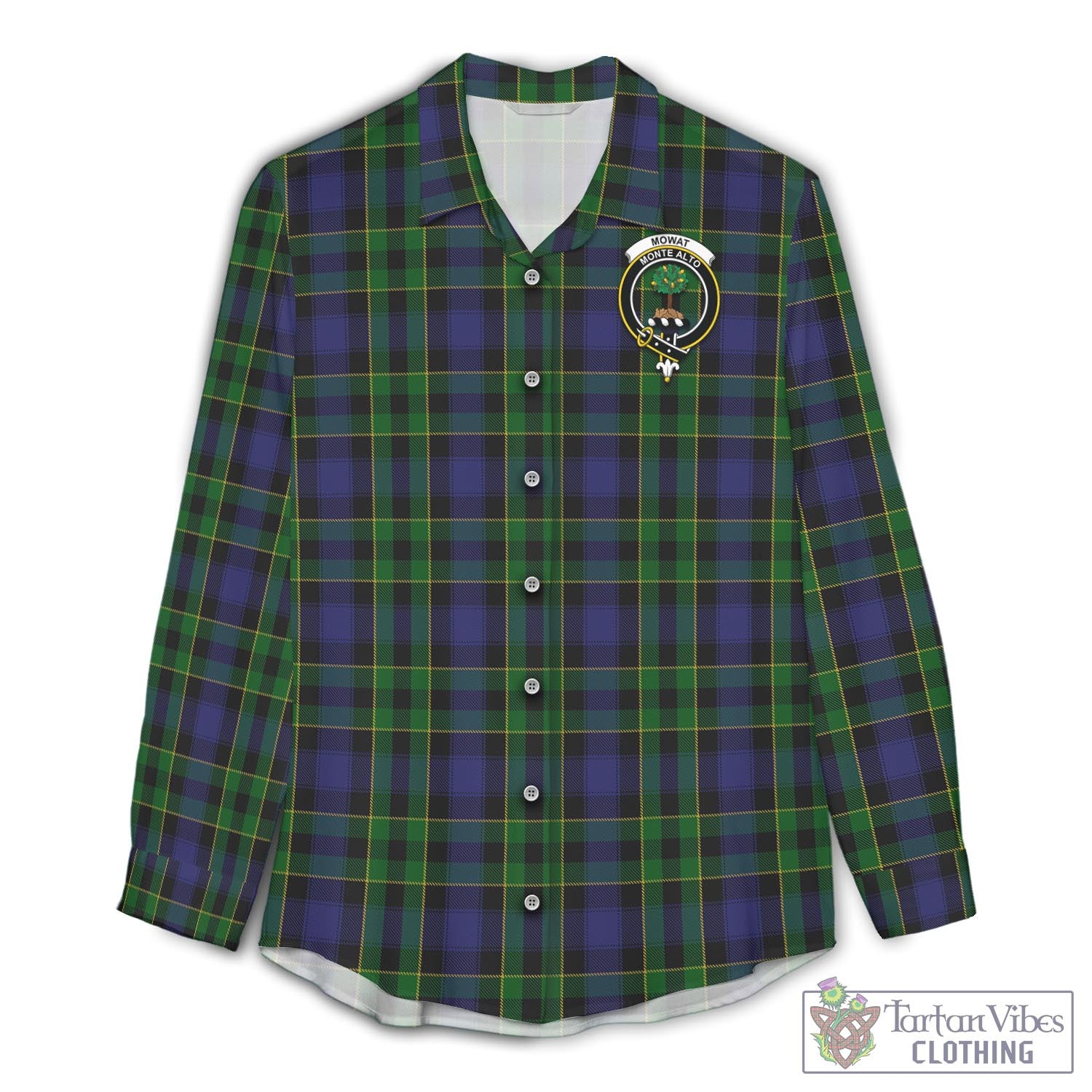 Mowat Tartan Women's Casual Shirt with Family Crest Female - Tartan Vibes Clothing
