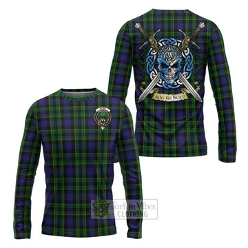 Mowat Tartan Long Sleeve T-Shirt with Family Crest Celtic Skull Style Unisex - Tartan Vibes Clothing