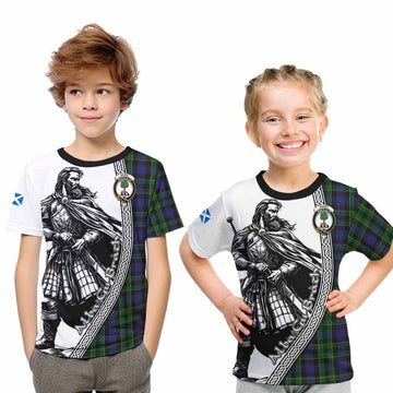 Mowat Tartan Clan Crest Kid T-Shirt with Highlander Warrior Celtic Style Youth XL Size14 - Tartan Vibes Clothing