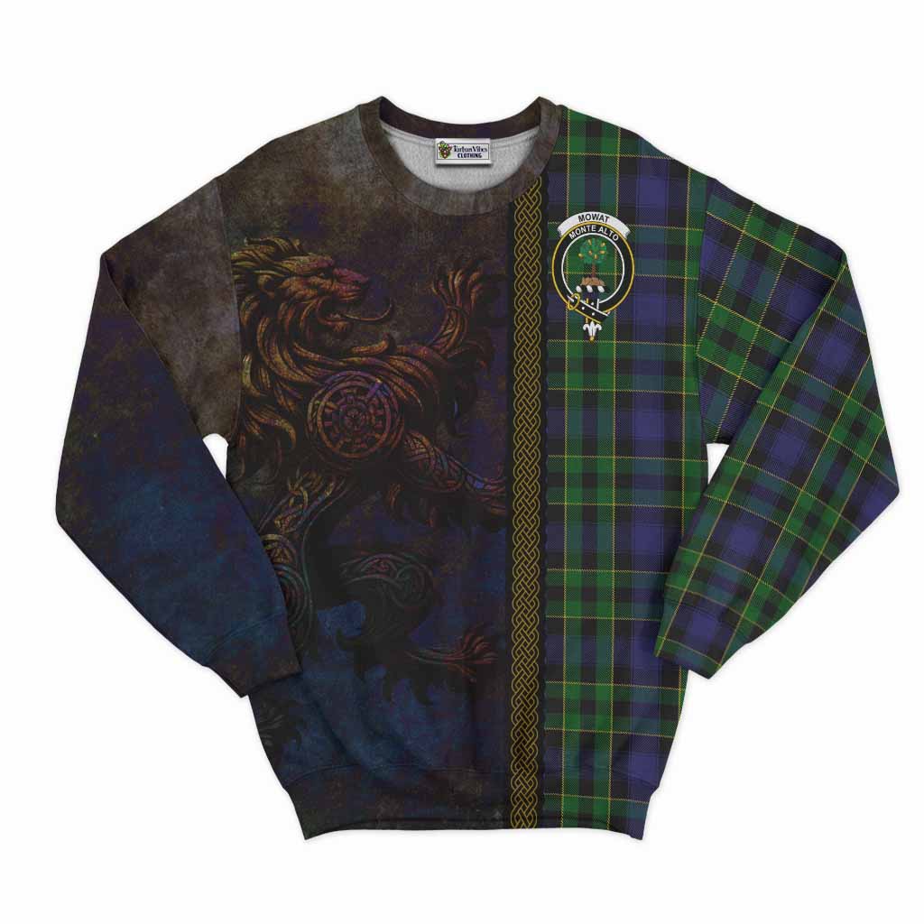 Mowat Tartan Family Crest Sweatshirt Alba Gu Brath Be Brave Lion Ancient Style Unisex - Tartan Vibes Clothing