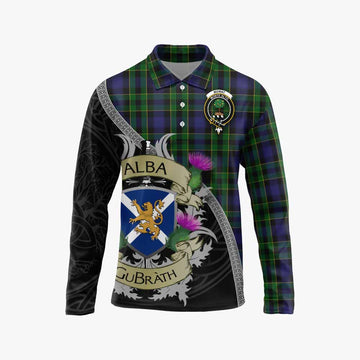 Mowat Tartan Family Crest Long Sleeve Polo Shirt Lion Rampant Royal Thistle Shield Celtic Inspired Unisex - Tartan Vibes Clothing