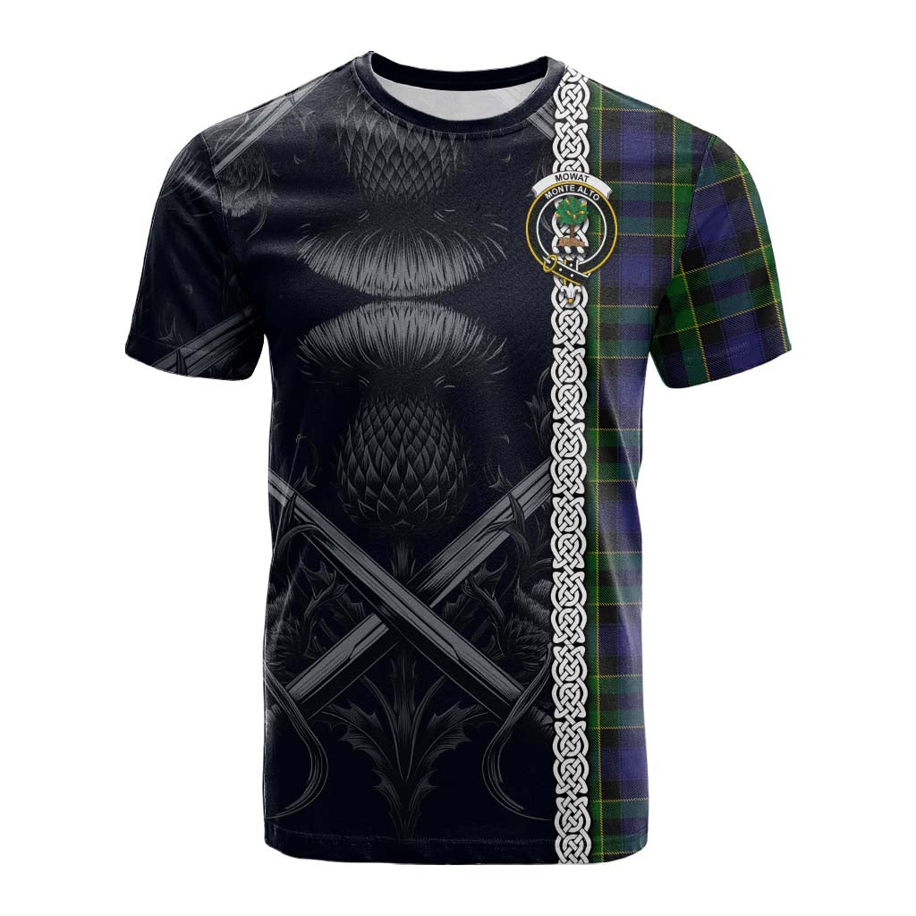 Mowat Tartan Cotton T-shirt with Family Crest Cross Sword Thistle Celtic Vibes Kid's Shirt - Tartan Vibes Clothing