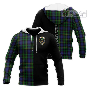 Mowat Tartan Knitted Hoodie with Family Crest and Half Of Me Style Unisex Knitted Pullover Hoodie - Tartan Vibes Clothing