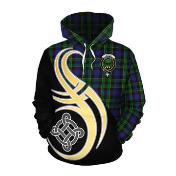 Mowat Tartan Cotton Hoodie with Family Crest and Celtic Symbol Style Pullover Hoodie XS - Tartan Vibes Clothing