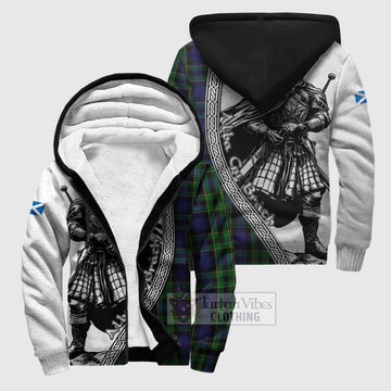 Mowat Tartan Clan Crest Sherpa Hoodie with Highlander Warrior Celtic Style Unisex S - Tartan Vibes Clothing