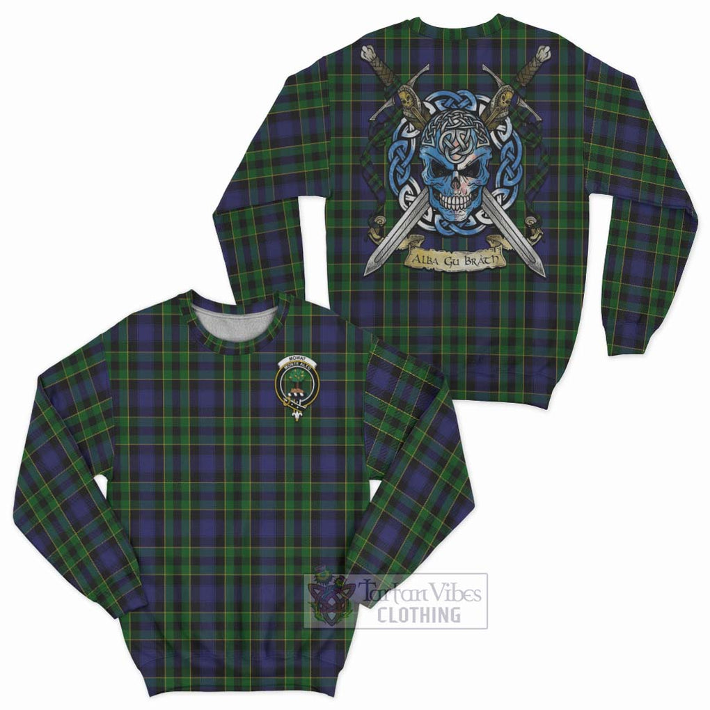 Mowat Tartan Sweatshirt with Family Crest Celtic Skull Style Unisex - Tartan Vibes Clothing