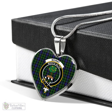 Mowat Tartan Heart Necklace with Family Crest Luxury Necklace (Silver) No - Tartan Vibes Clothing
