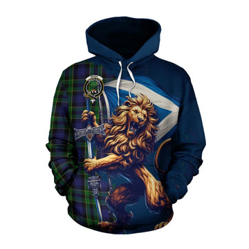 Mowat Tartan Family Crest Cotton Hoodie with Scottish Majestic Lion Pullover Hoodie XS - Tartan Vibes Clothing