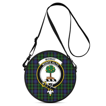 Mowat Tartan Round Satchel Bags with Family Crest