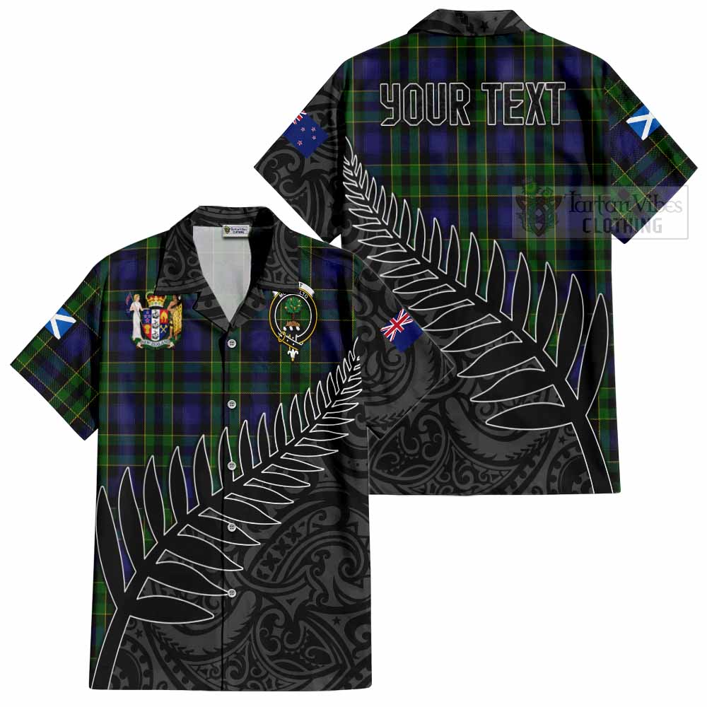 Mowat Crest Tartan Hawaiian Shirt with New Zealand Silver Fern Half Style Kid - Tartan Vibes Clothing