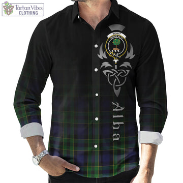 Mowat Tartan Long Sleeve Button Up Featuring Alba Gu Brath Family Crest Celtic Inspired Men's Shirt - Tartan Vibes Clothing