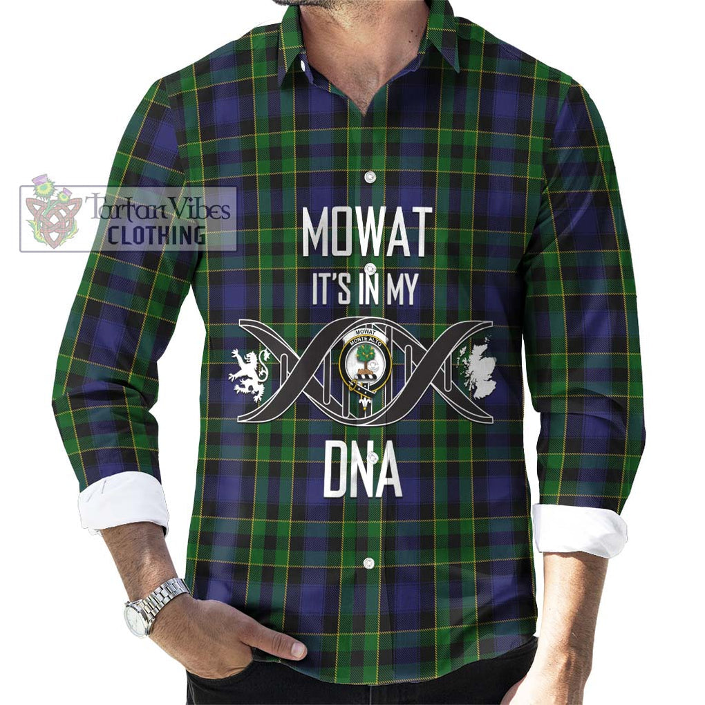 Mowat Tartan Long Sleeve Button Shirt with Family Crest DNA In Me Style Men's Shirt S - Tartanvibesclothing Shop