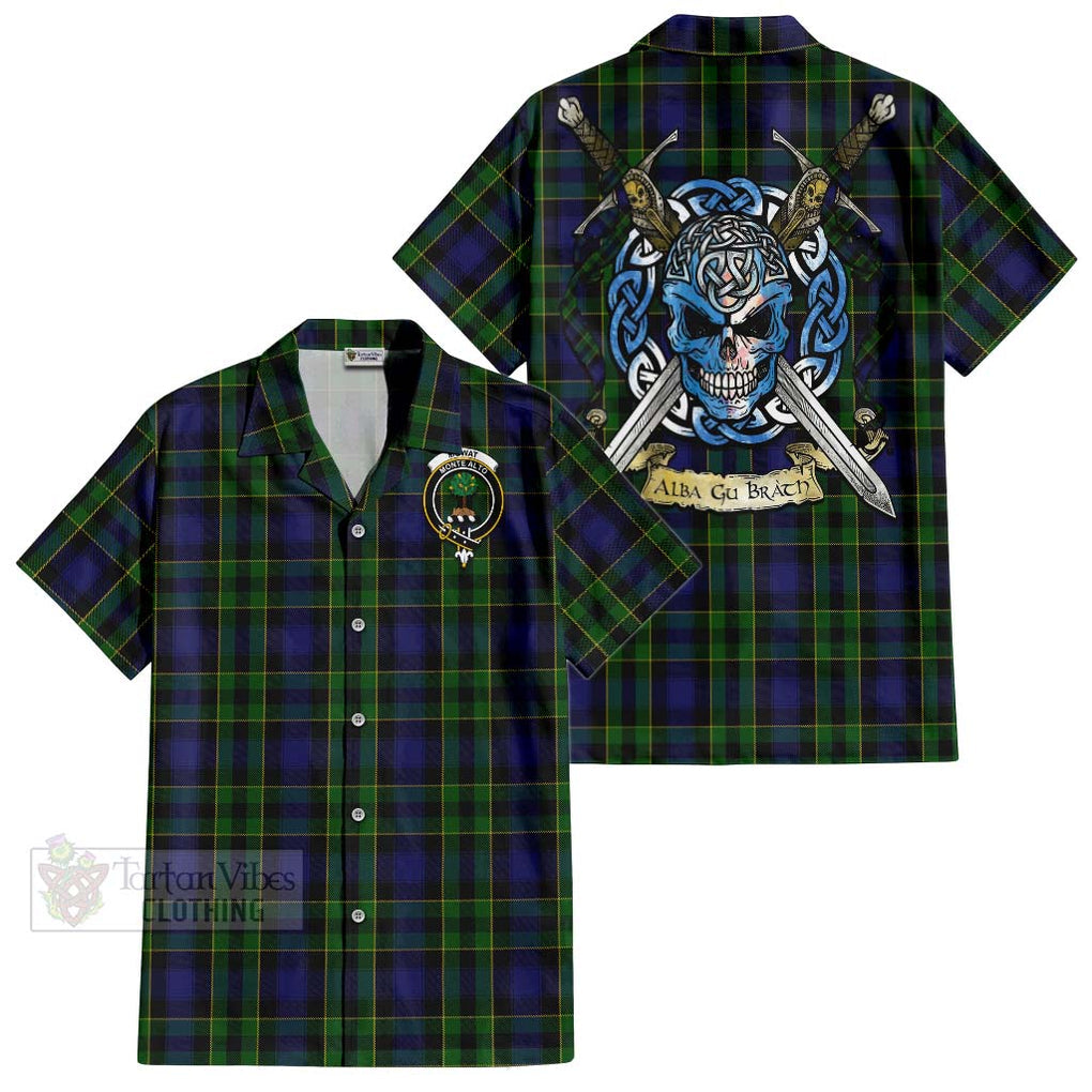 Mowat Tartan Hawaiian Shirt with Family Crest Celtic Skull Style Kid - Tartan Vibes Clothing