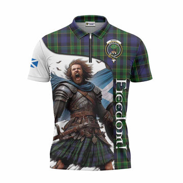 Tartan Vibes Clothing Mowat Crest Tartan Zipper Polo Shirt Inspired by the Freedom of Scottish Warrior