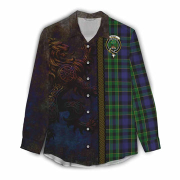 Mowat Tartan Family Crest Women's Casual Shirt Alba Gu Brath Be Brave Lion Ancient Style Female - Tartan Vibes Clothing