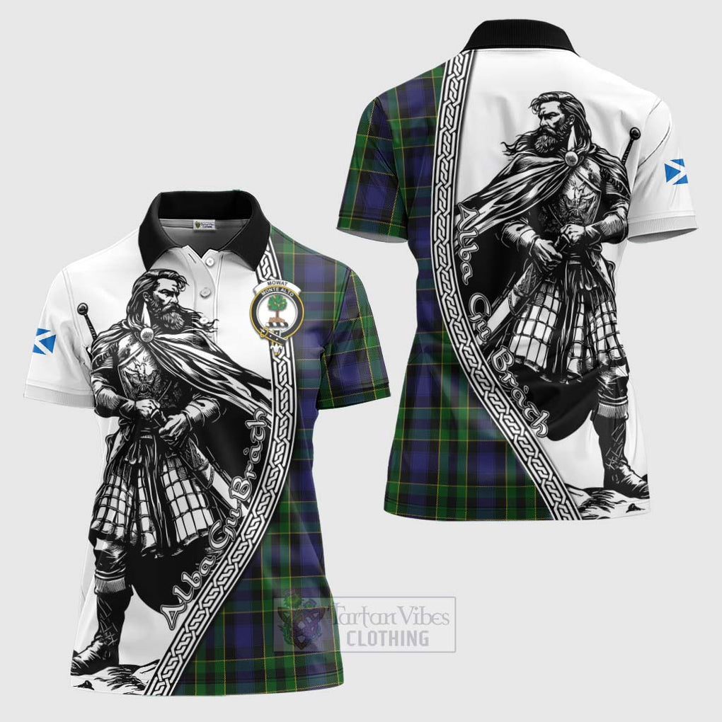 Mowat Tartan Clan Crest Women's Polo Shirt with Highlander Warrior Celtic Style Women - Tartan Vibes Clothing