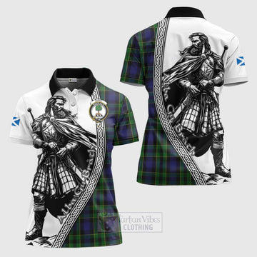 Mowat Tartan Clan Crest Women's Polo Shirt with Highlander Warrior Celtic Style Women - Tartan Vibes Clothing