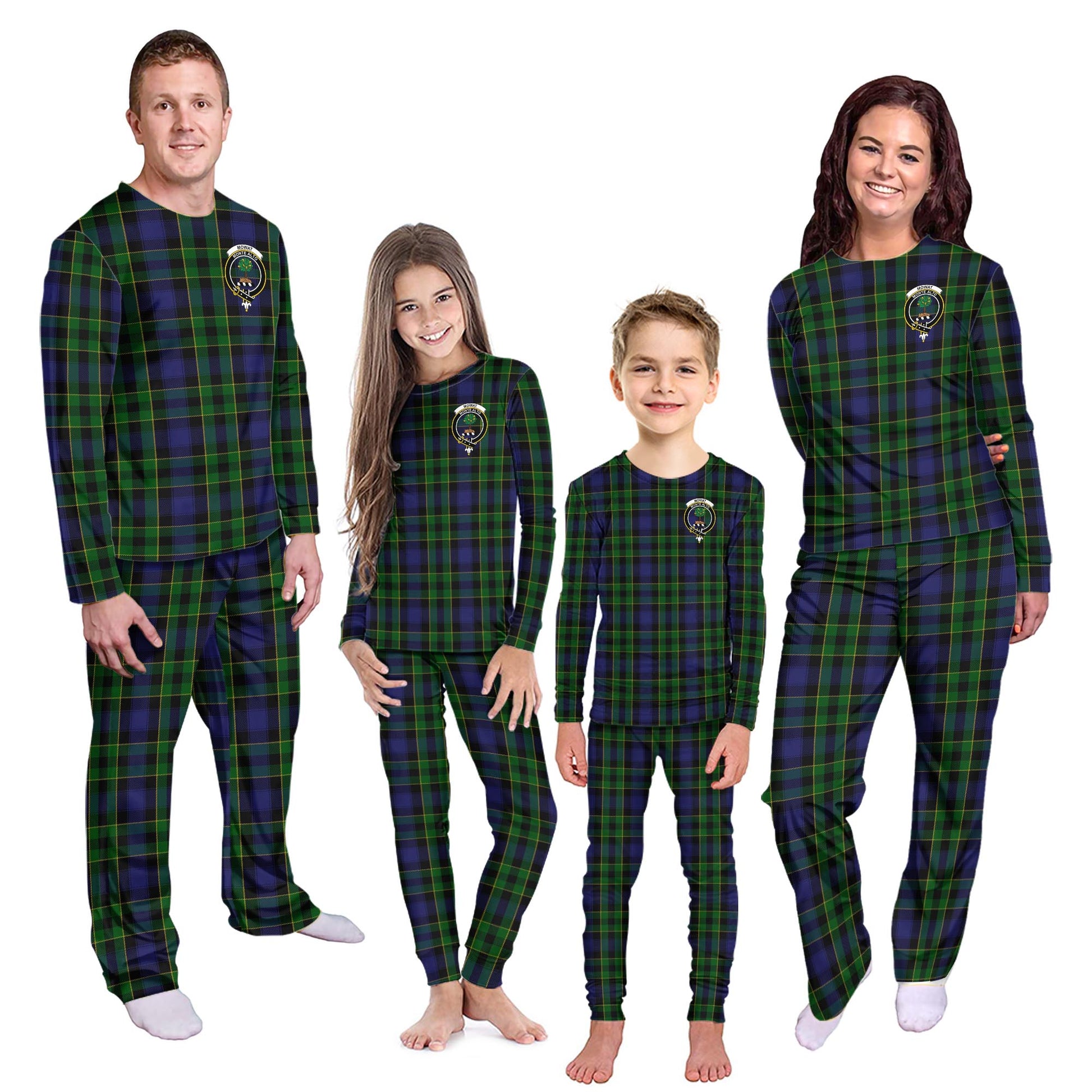 Mowat Tartan Pajamas Family Set with Family Crest Kid - Tartan Vibes Clothing