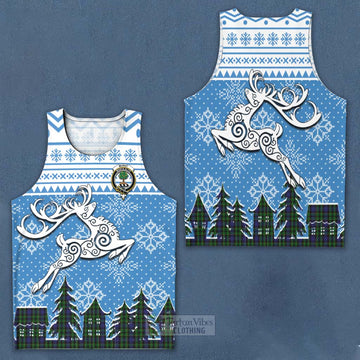 Mowat Clan Christmas Men's Tank Top Celtic Reindeer Style Men - Tartan Vibes Clothing