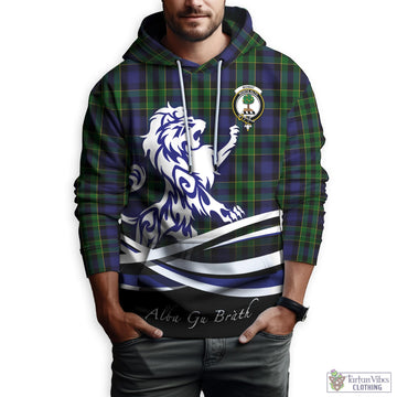 Mowat Tartan Hoodie with Alba Gu Brath Regal Lion Emblem