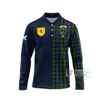 Mowat Tartan Long Sleeve Polo Shirt Alba with Scottish Lion Royal Arm Half Style Unisex - Tartan Vibes Clothing