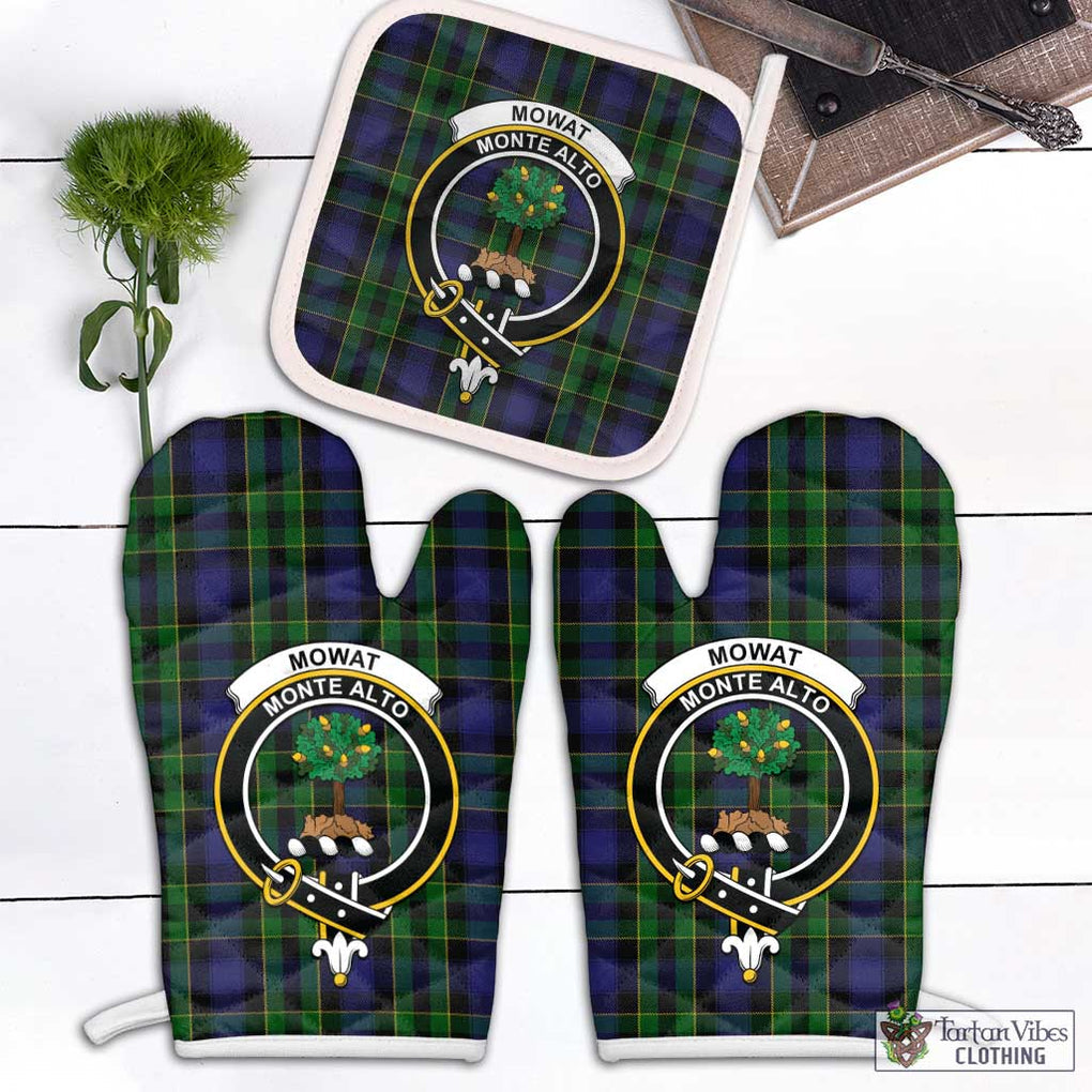 Mowat Tartan Combo Oven Mitt & Pot-Holder with Family Crest White - Tartan Vibes Clothing