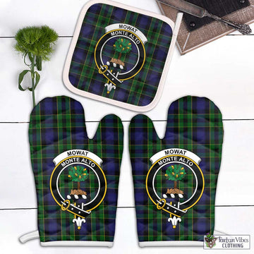 Mowat Tartan Combo Oven Mitt & Pot-Holder with Family Crest Combo 2 Oven Mitt & 1 Pot-Holder Black - Tartan Vibes Clothing