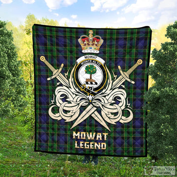 Mowat Tartan Quilt with Clan Crest and the Golden Sword of Courageous Legacy