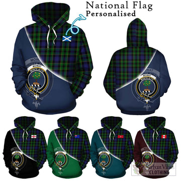 Mowat Tartan Hoodie with Personalised National Flag and Family Crest Half Style Zip Hoodie - Tartan Vibes Clothing