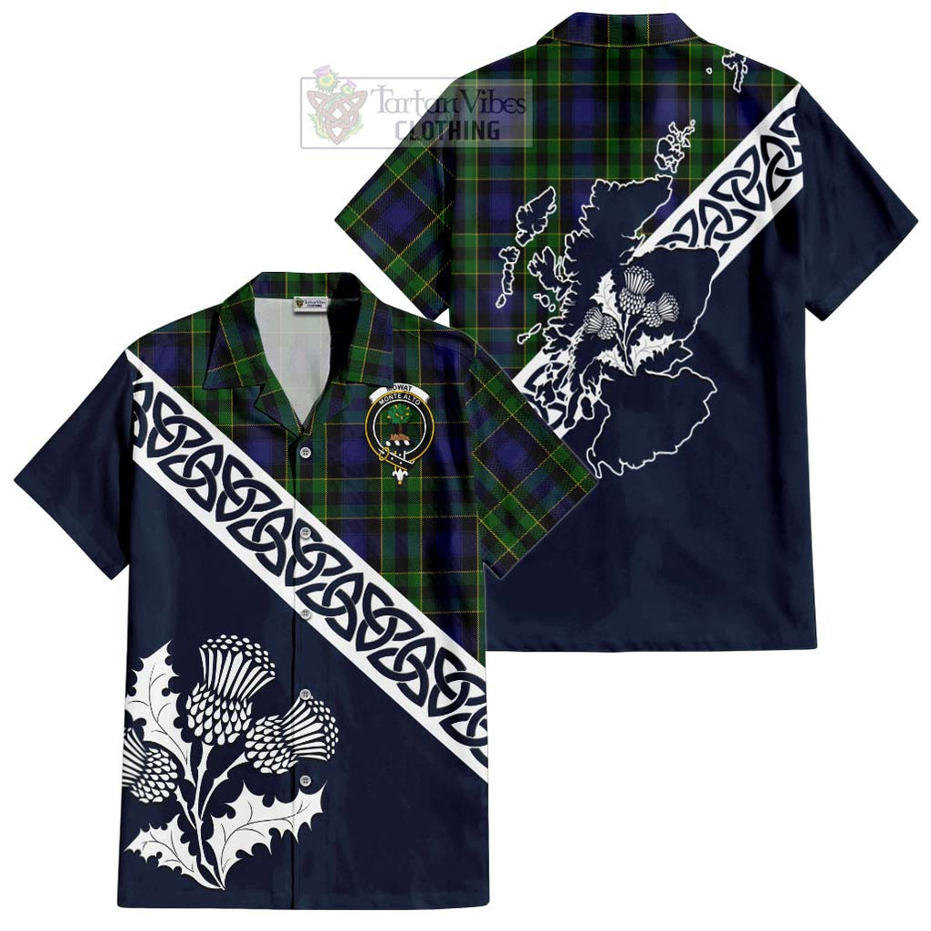 Mowat Tartan Hawaiian Shirt Featuring Thistle and Scotland Map Kid - Tartan Vibes Clothing