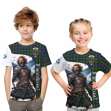 Tartan Vibes Clothing Mowat Crest Tartan Kid T-Shirt Inspired by the Freedom of Scottish Warrior