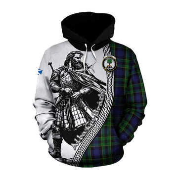 Mowat Tartan Clan Crest Cotton Hoodie with Highlander Warrior Celtic Style Pullover Hoodie XS - Tartan Vibes Clothing