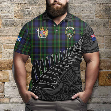 Mowat Crest Tartan Polo Shirt with New Zealand Silver Fern Half Style Kid - Tartan Vibes Clothing