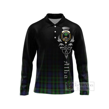 Mowat Tartan Long Sleeve Polo Shirt Featuring Alba Gu Brath Family Crest Celtic Inspired Unisex - Tartan Vibes Clothing