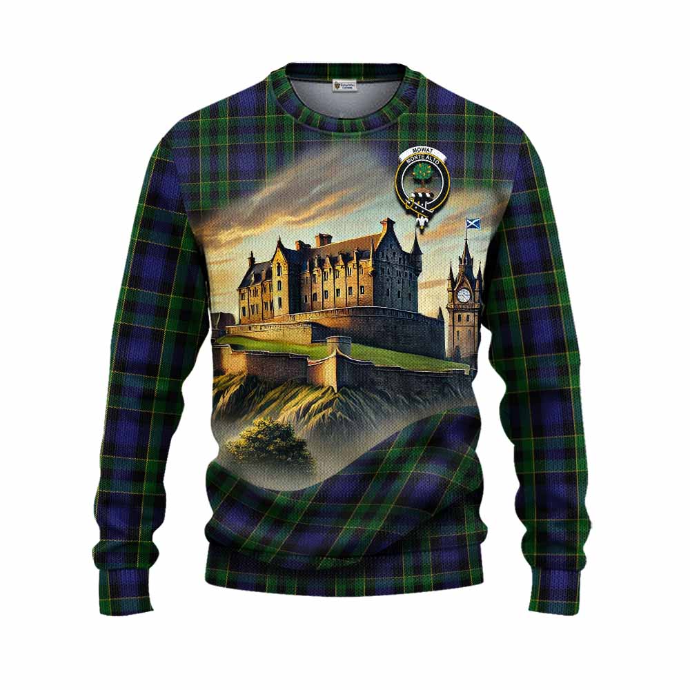 Mowat Tartan Family Crest Knitted Sweater with Scottish Ancient Castle Style Unisex - Tartan Vibes Clothing