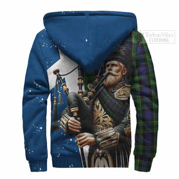 Mowat Tartan Sherpa Hoodie with Family Crest Scottish Bagpiper Vibes - Tartan Vibes Clothing