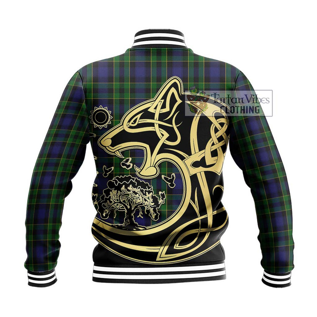 Mowat Tartan Baseball Jacket with Family Crest Celtic Wolf Style - Tartan Vibes Clothing