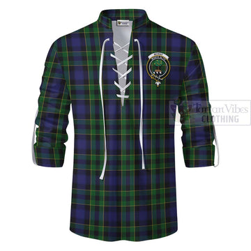 Mowat Tartan Ghillie Kilt Shirt with Family Crest and Bearded Skull Holding Bottles of Whiskey - Tartan Vibes Clothing