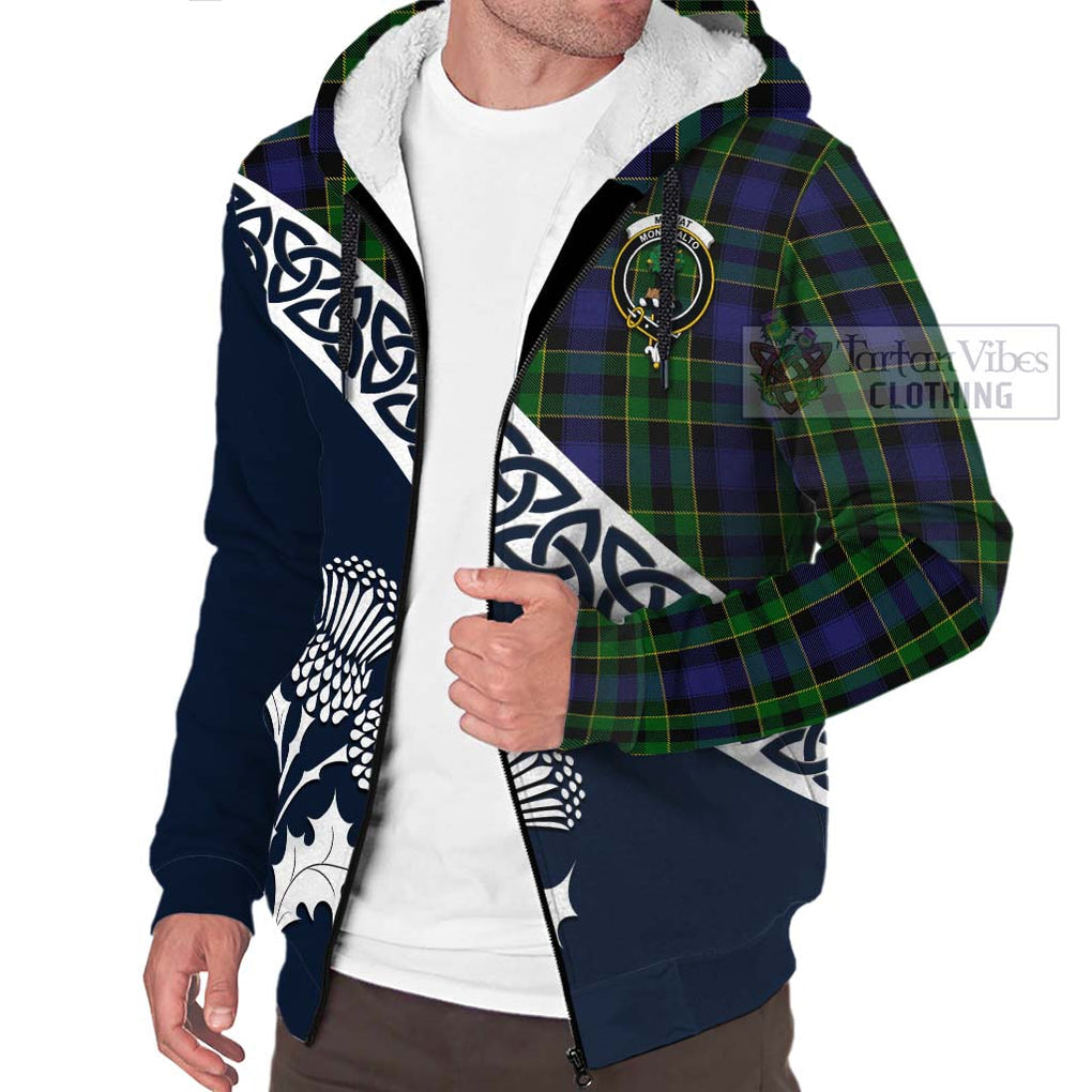 Mowat Tartan Sherpa Hoodie Featuring Thistle and Scotland Map - Tartan Vibes Clothing